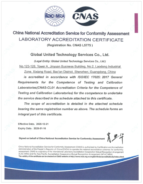 China Global United Technology Services Co.,Ltd. certificaciones
