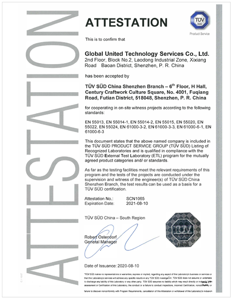 China Global United Technology Services Co.,Ltd. certificaciones